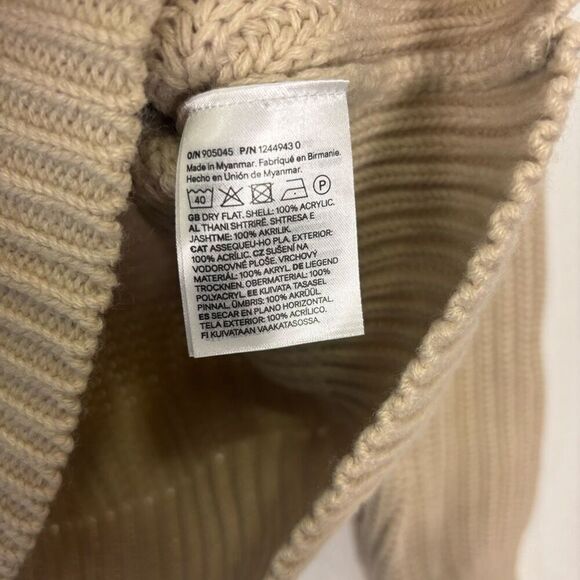New H&M Cream Knit Oversized Collar Cropped Pullover Sweater XXS - Picture 6 of 6